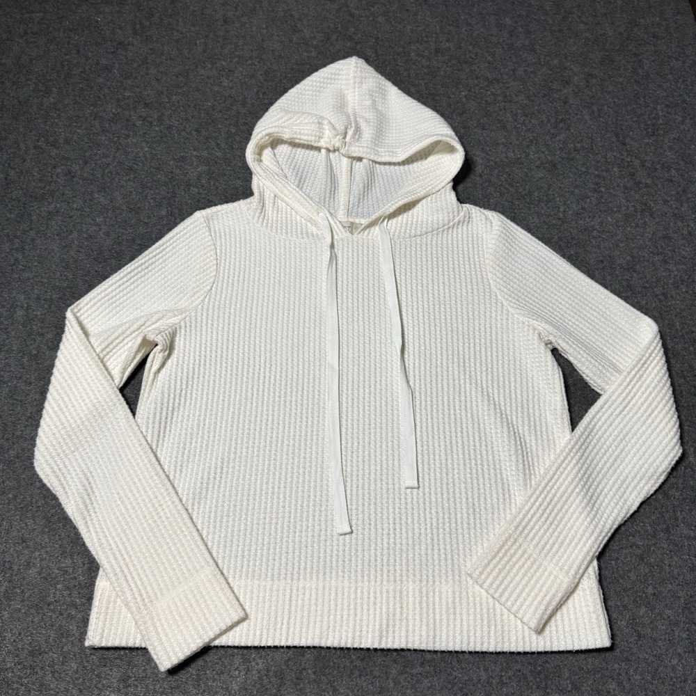Ann Taylor Loft Lounge Hoodie Soft Fleece Cozy‎ Women's Pullover XSP Waffle Knit